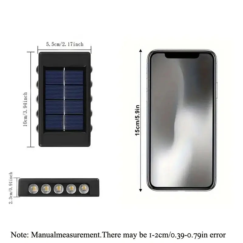 Modern black rectangular solar led outdoor wall lights garden patio