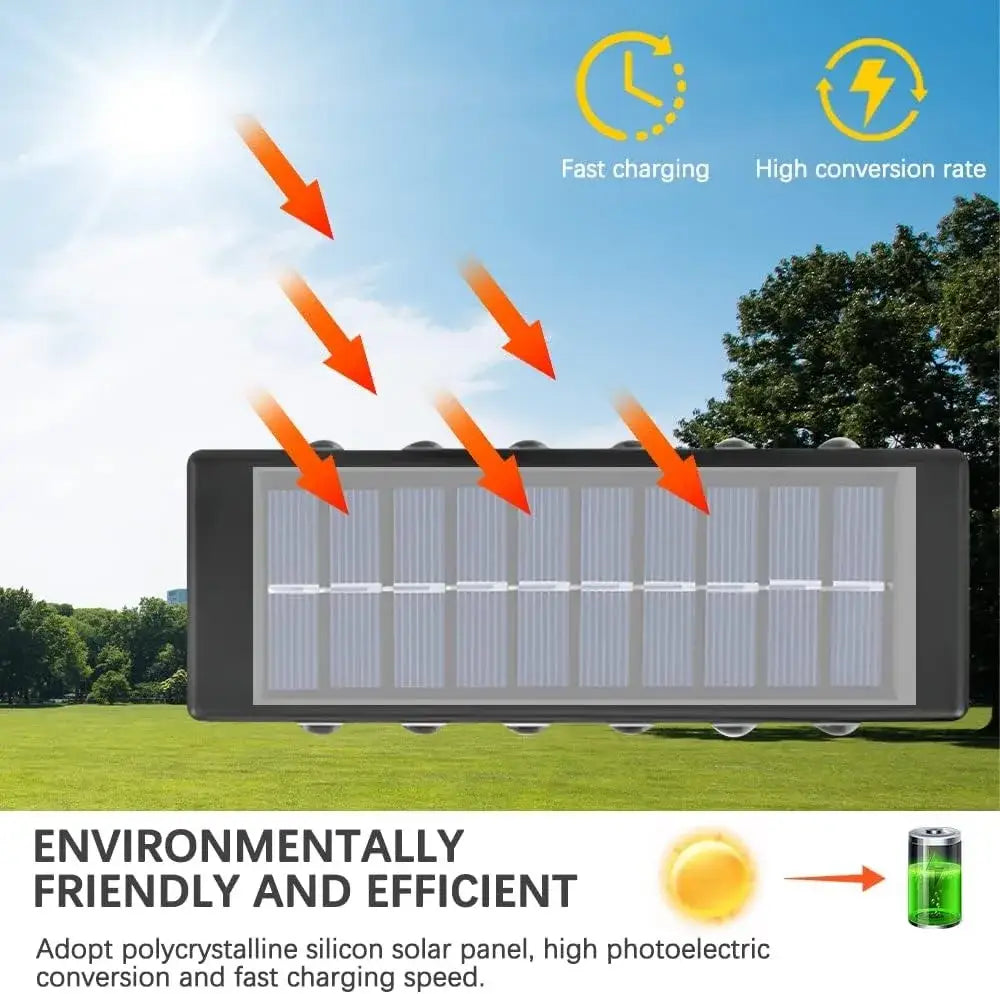 Modern black rectangular solar led outdoor wall lights garden patio