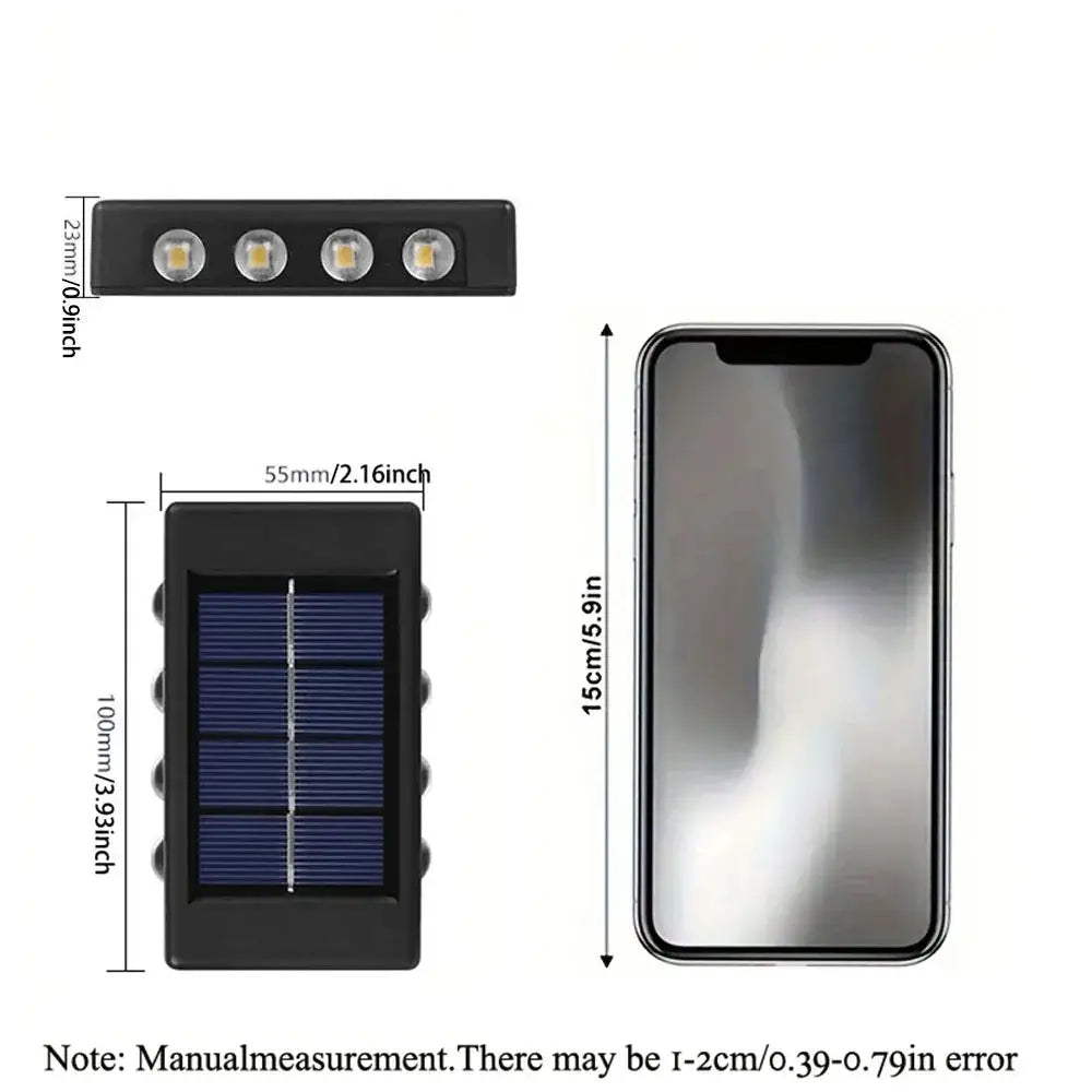 Modern black rectangular solar led outdoor wall lights garden patio