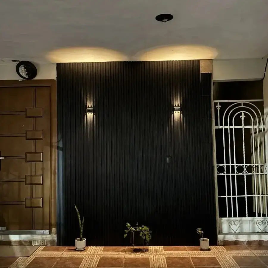 Modern black rectangular solar led outdoor wall lights garden patio