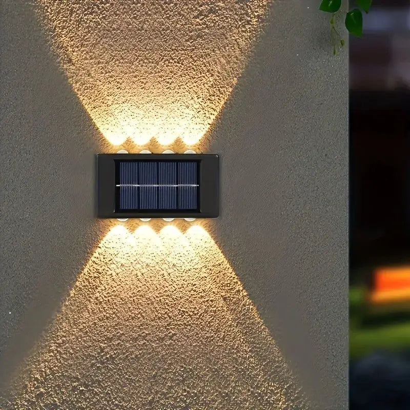 Modern black rectangular solar led outdoor wall lights garden patio