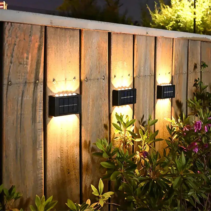 Modern black rectangular solar led outdoor wall lights garden patio