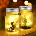 Solar mason jar fairy silhouette lantern garden light