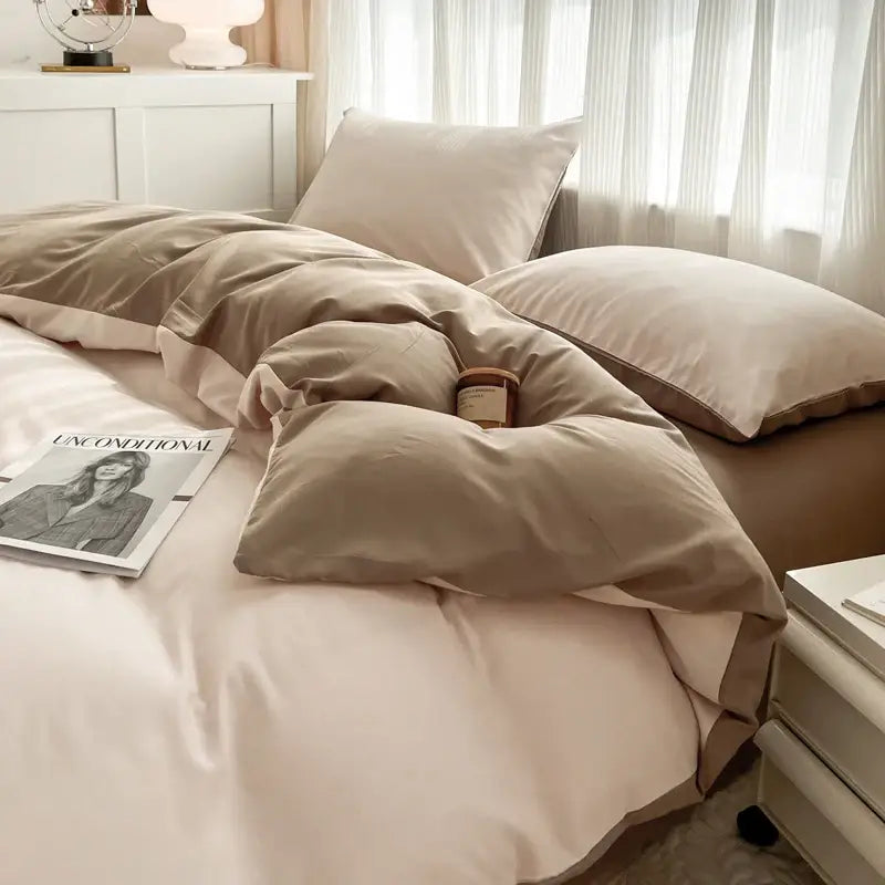 Navy and gray solid color brush fabric duvet cover set bedroom