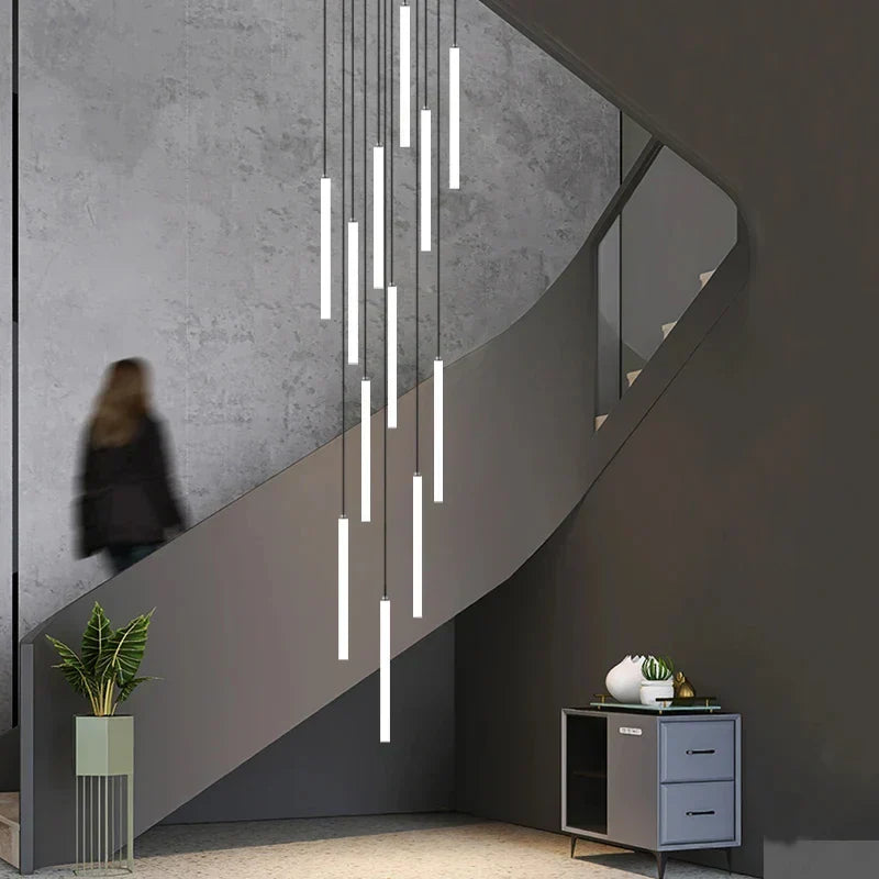 Modern black spiral led chandelier dining room pendant light