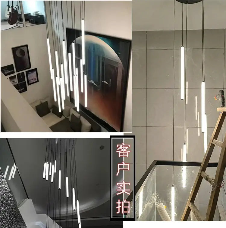 Modern black spiral led chandelier dining room pendant light