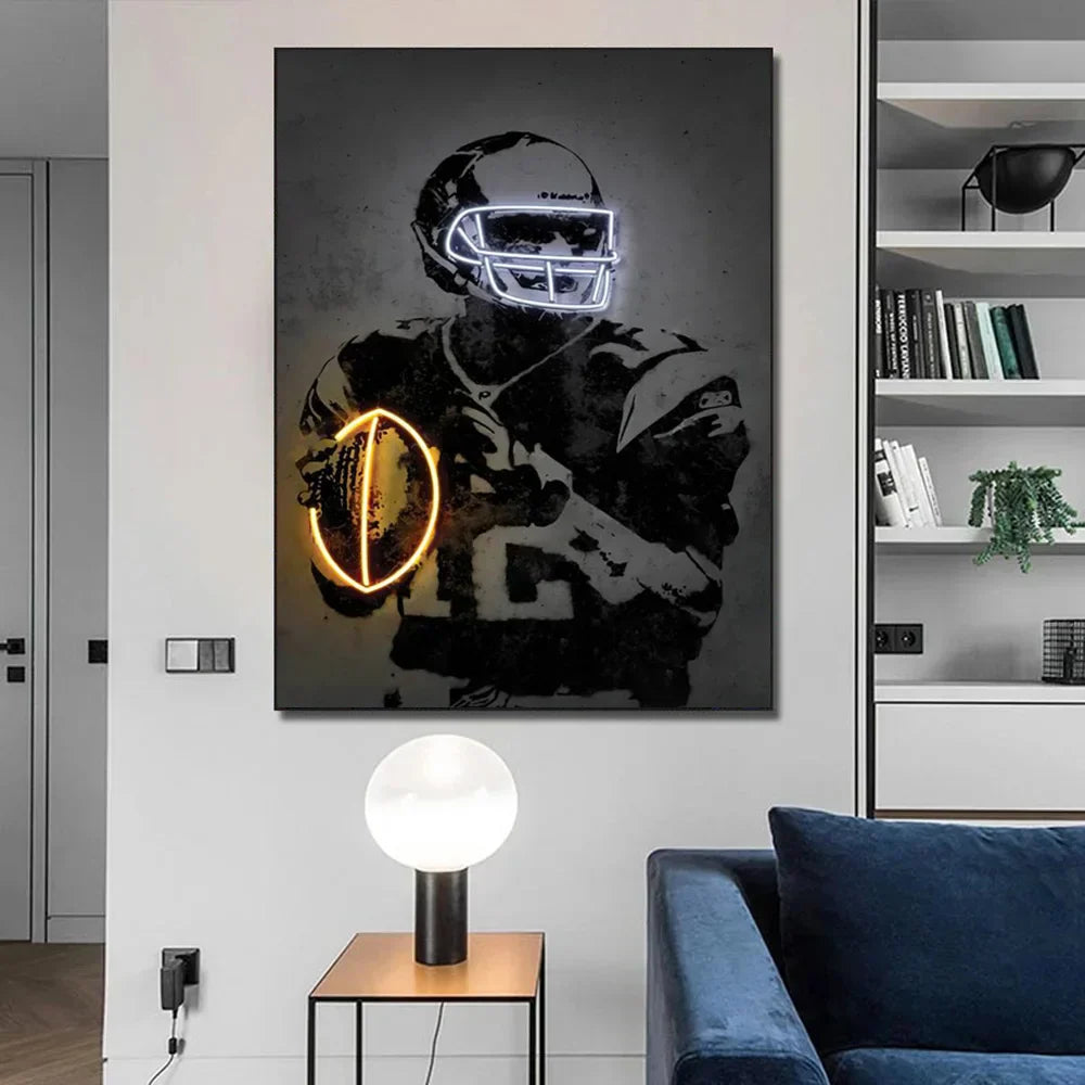 Modern neon basketball wall art bedroom sports stars decor