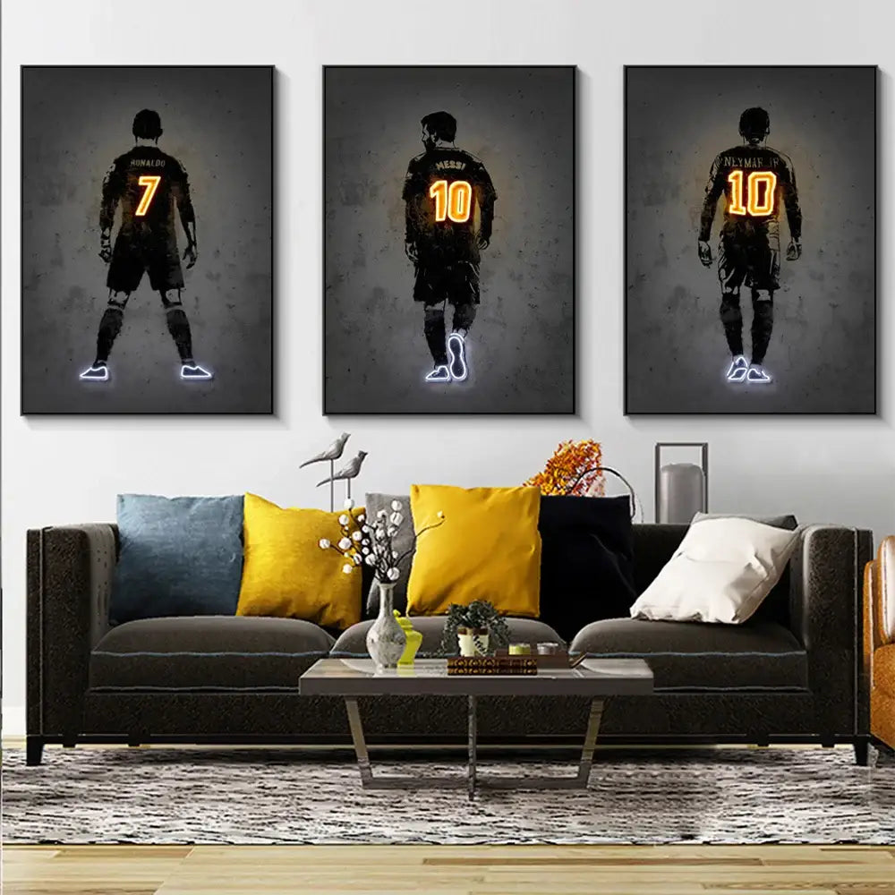 Modern neon basketball wall art bedroom sports stars decor