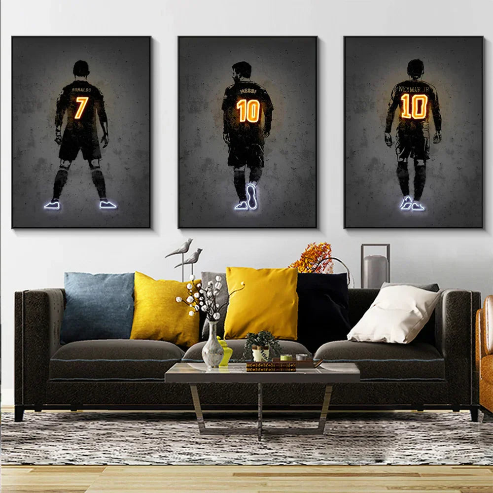 Zlatan ibrahimovic orange and blue sports stars neon wall art bedroom