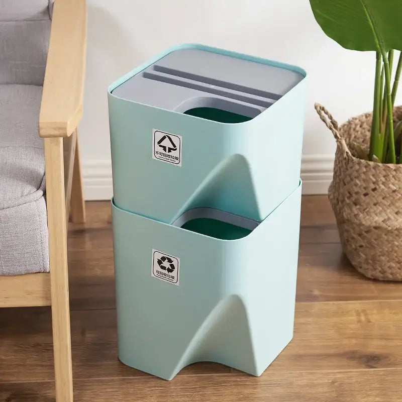 Decorbites stackable trash white & gray kitchen recycling bin