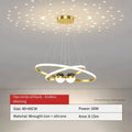 Modern black & gold starry sky led chandelier living room ring light