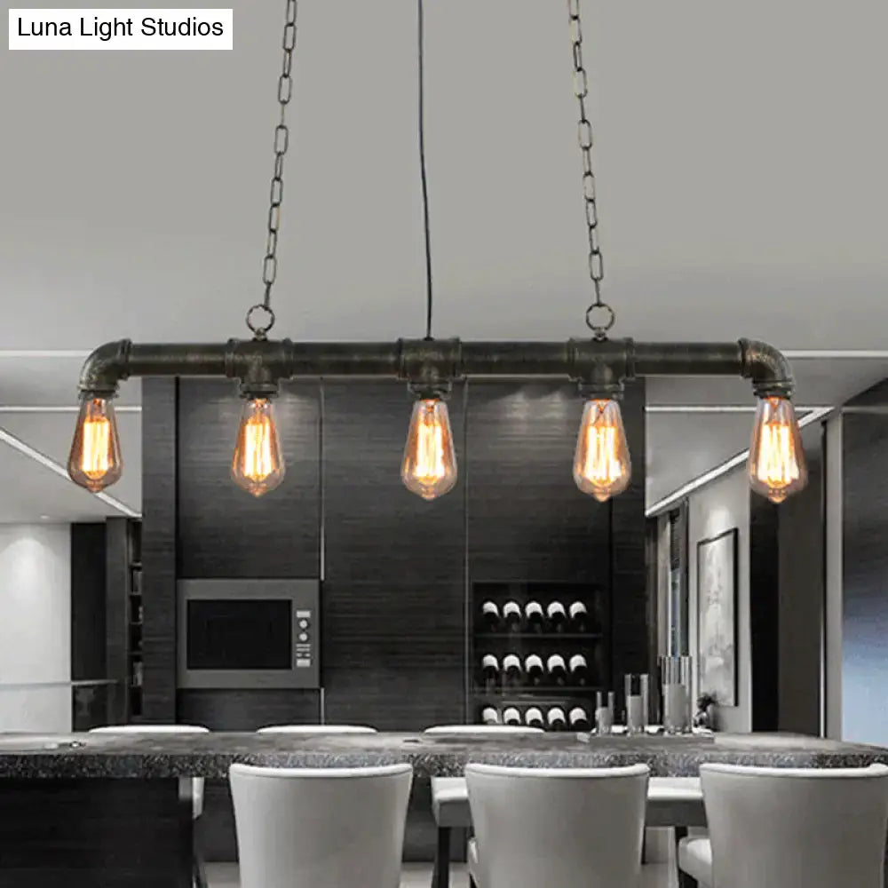 Industrial steampunk black island pendant light dining room e26