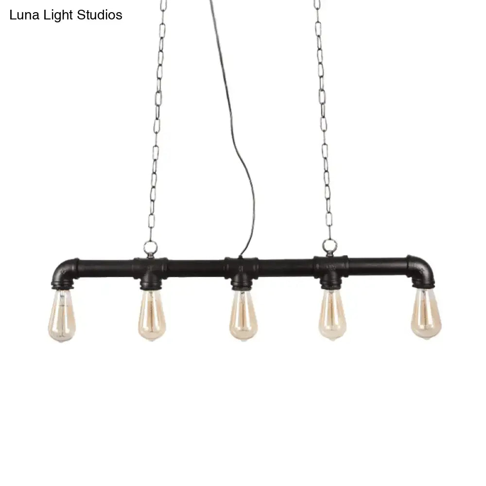 Industrial steampunk black island pendant light dining room e26