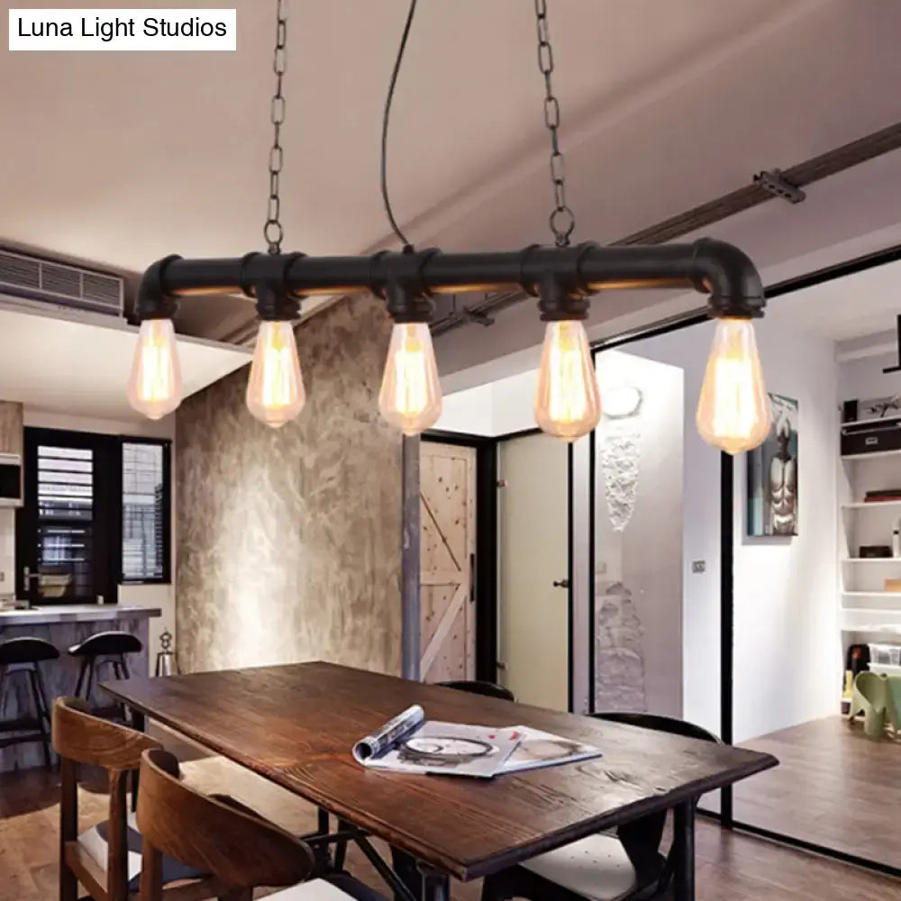 Industrial steampunk black island pendant light dining room e26