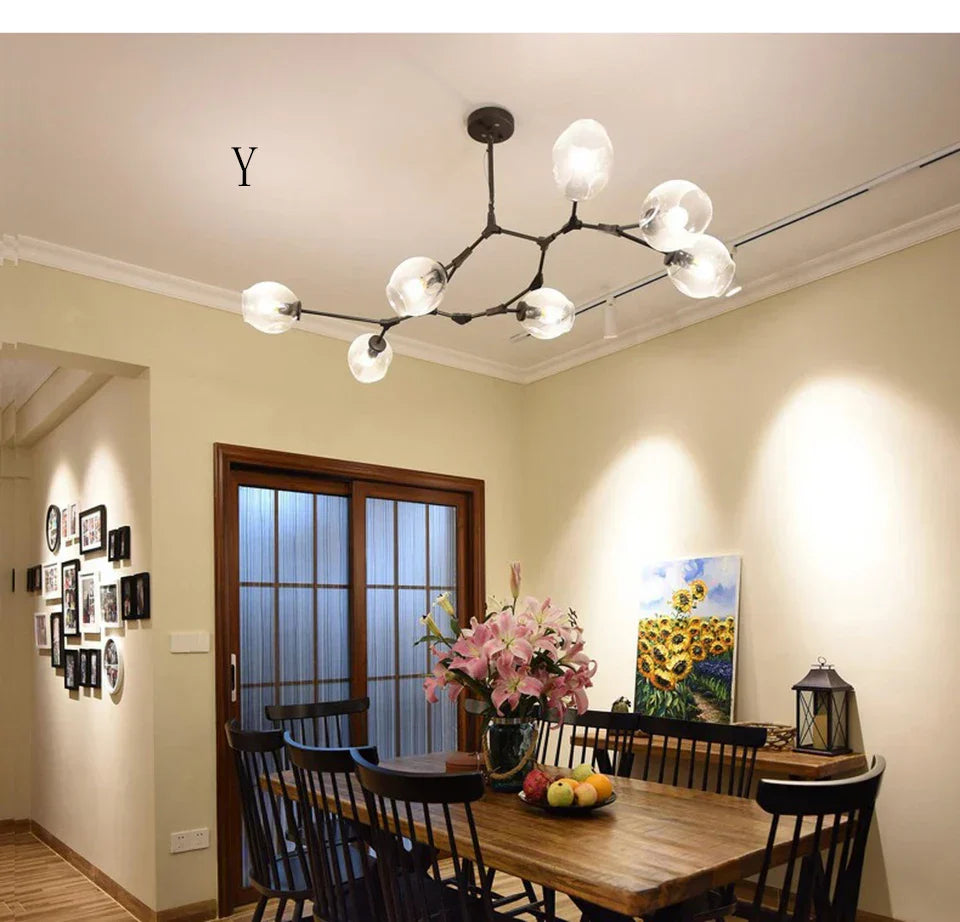 Modern green glass chandelier lighting dining room swirl pendant