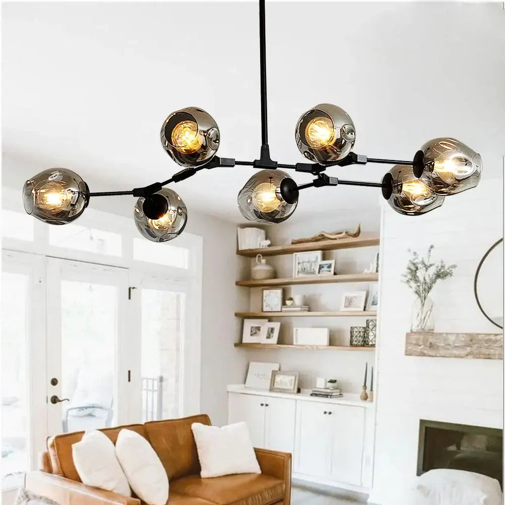 Modern green glass chandelier lighting dining room swirl pendant