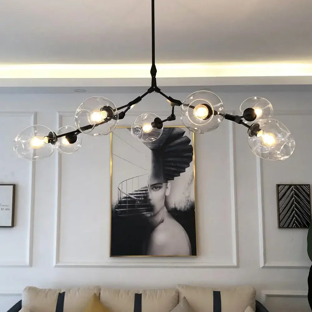 Modern green glass chandelier lighting dining room swirl pendant