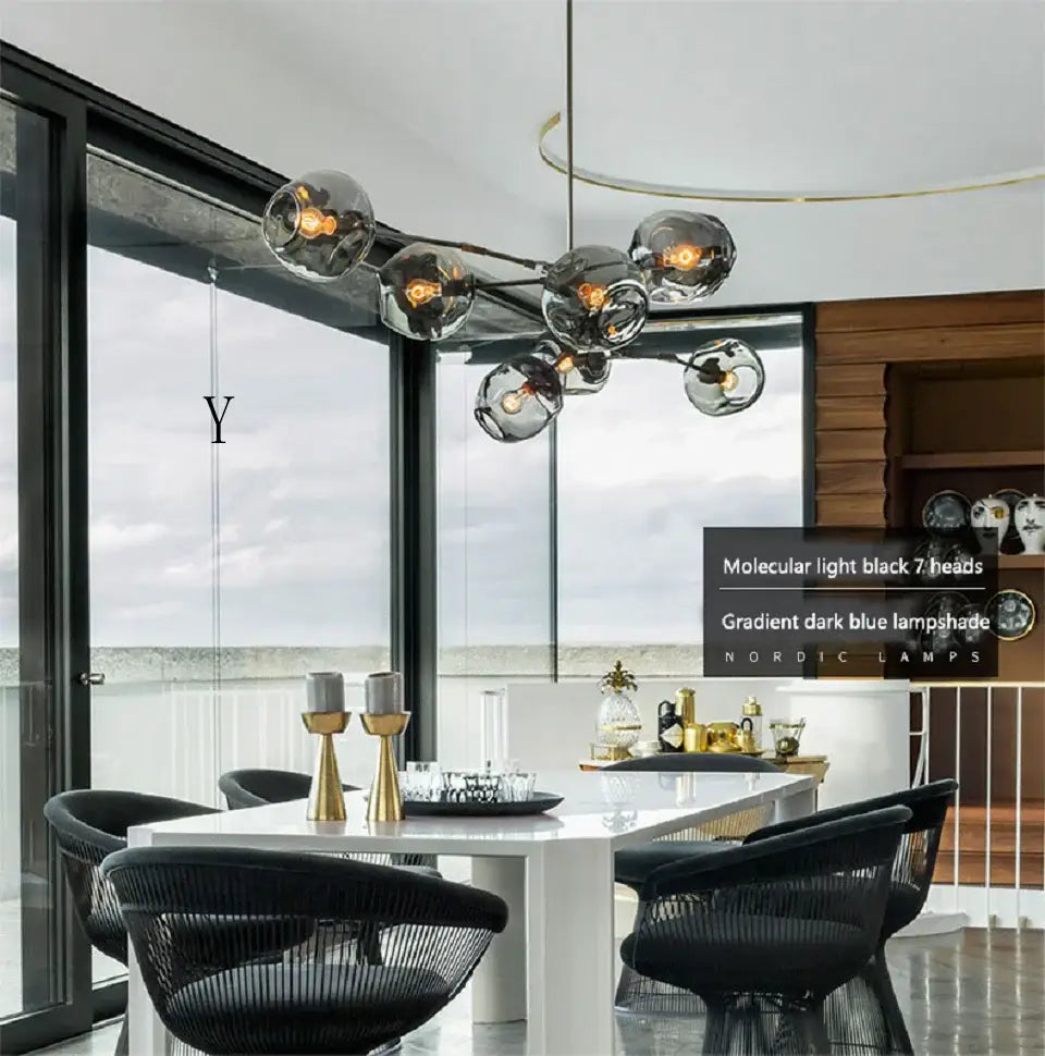 Modern green glass chandelier lighting dining room swirl pendant