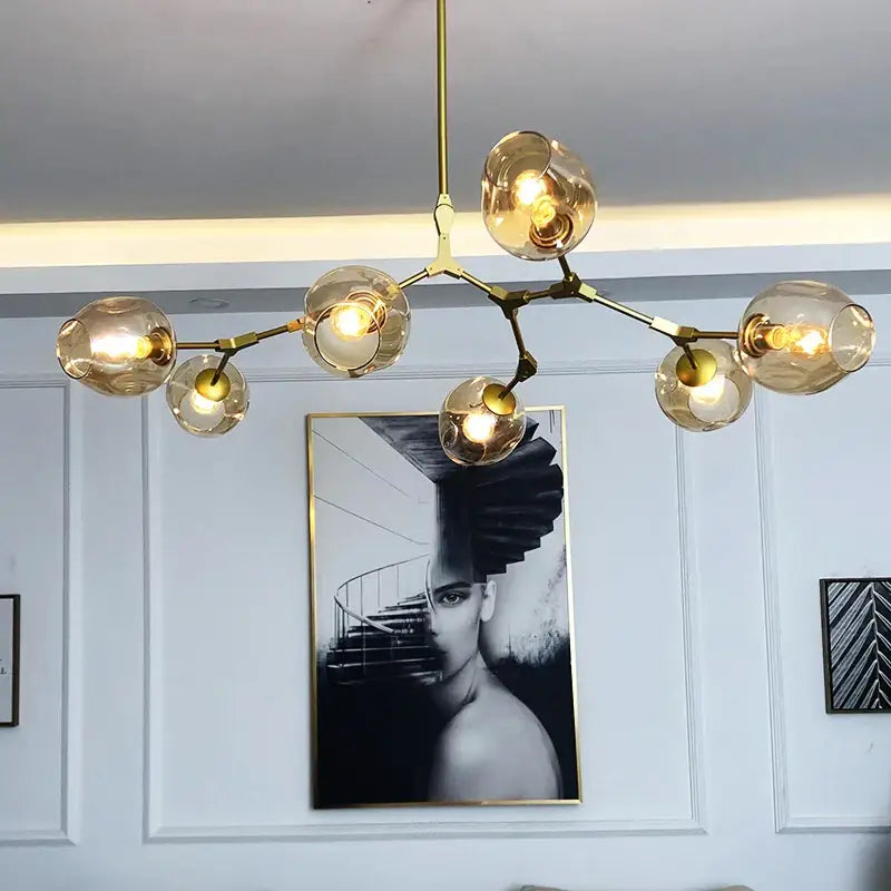 Stylish nordic chandelier with clear glass for dining living room