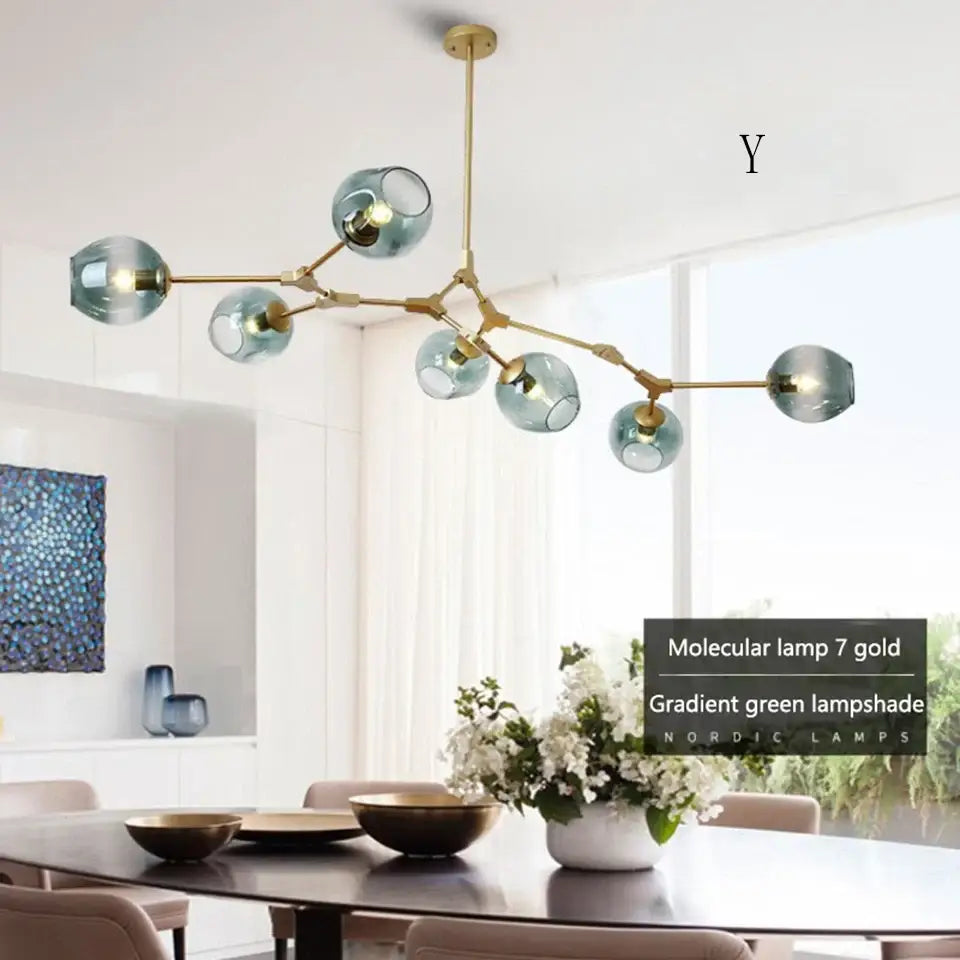 Stylish nordic chandelier with clear glass for dining living room