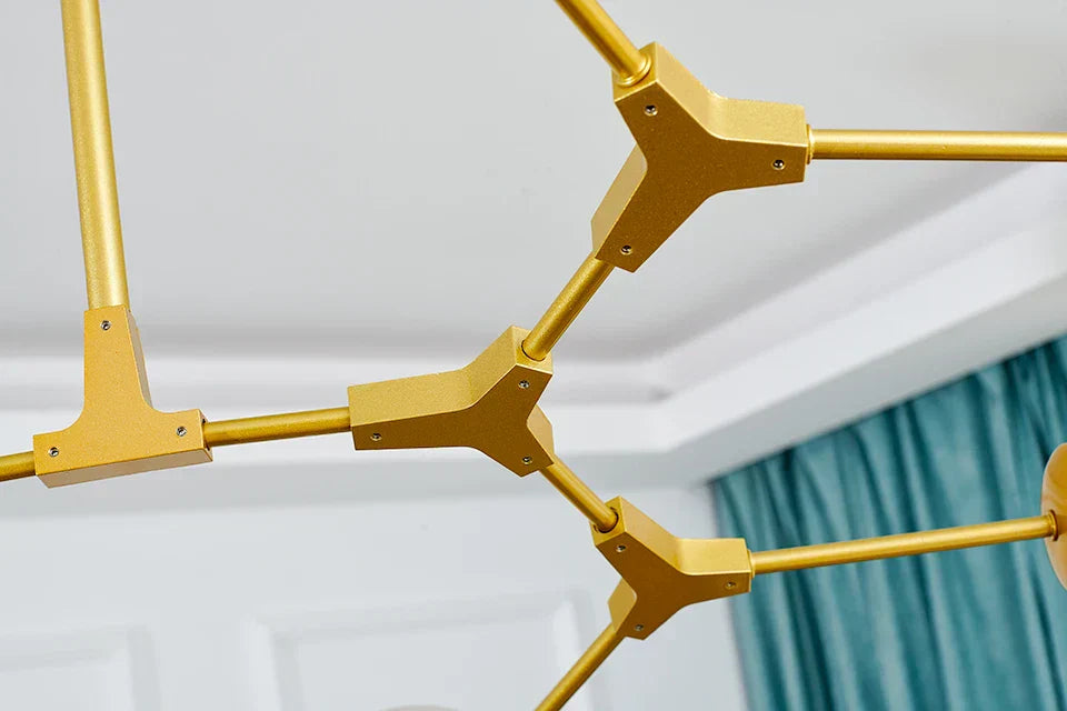 Stylish nordic amber glass chandelier for living room and dining