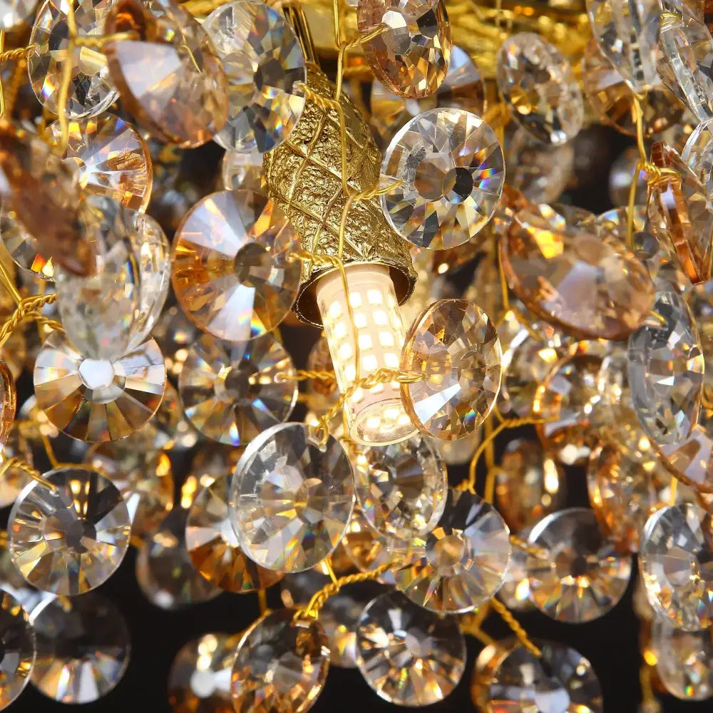 Golden sunflower crystal chandelier dining room branching light
