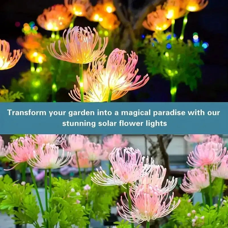 Pink & yellow sunflower solar garden lights garden decor