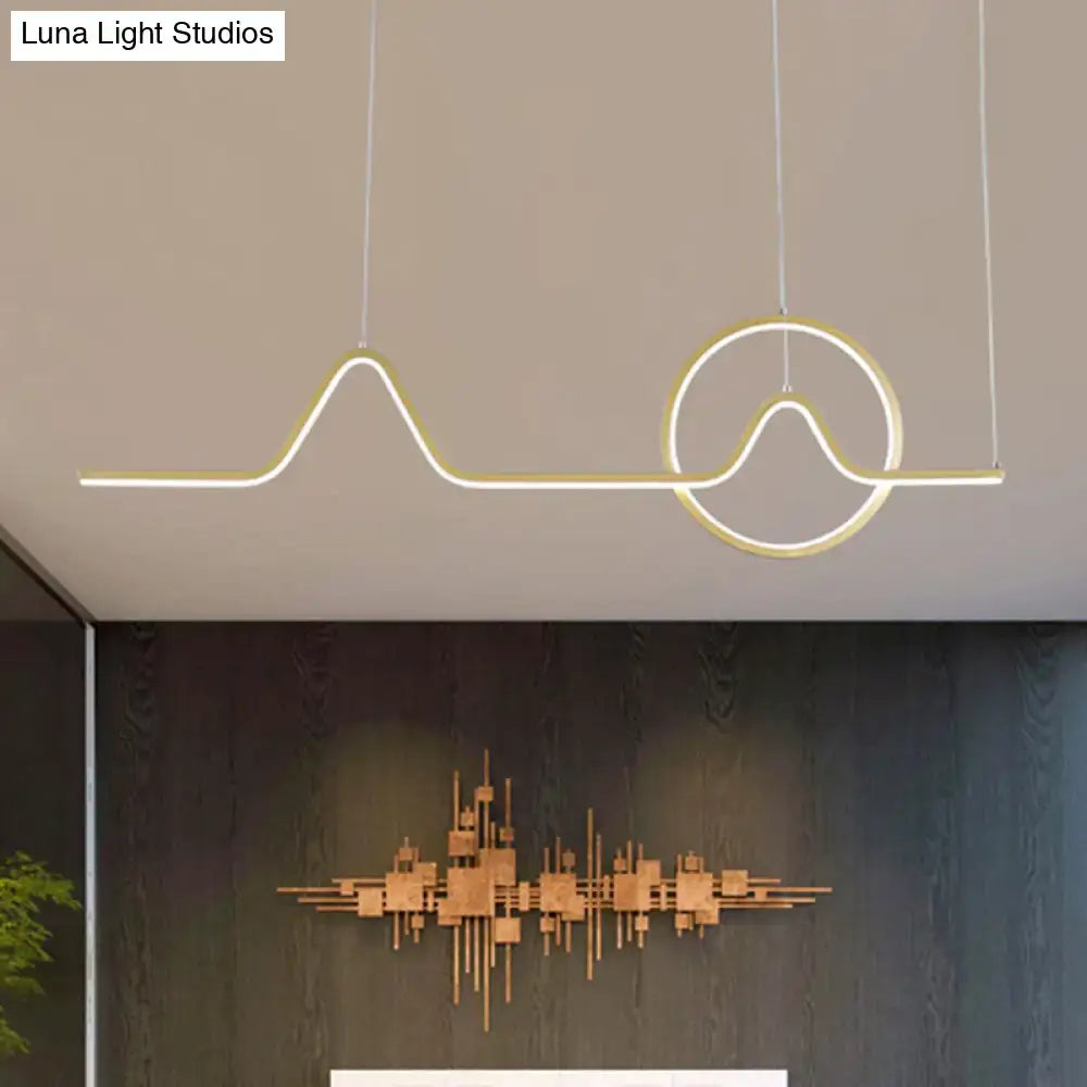 Minimalist black metal scenery pendant light for dining room warm white third gear