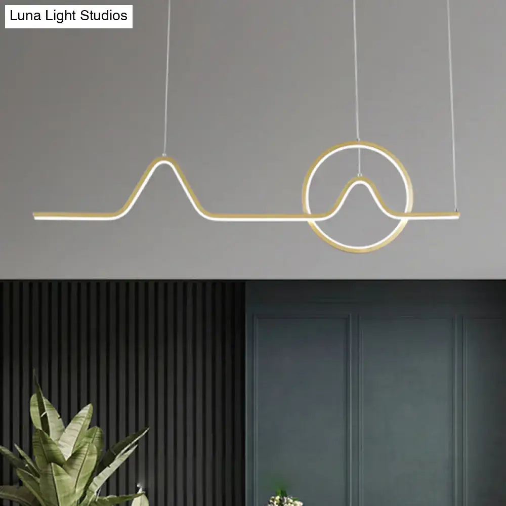 Minimalist black metal scenery pendant light for dining room warm white third gear