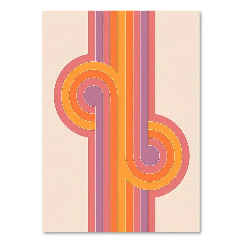 Vibrant orange and pink sunset rainbow flower canvas art living room