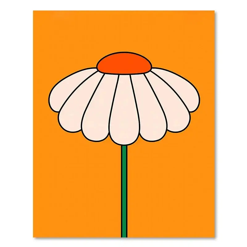 Vibrant orange and pink sunset rainbow flower canvas art living room