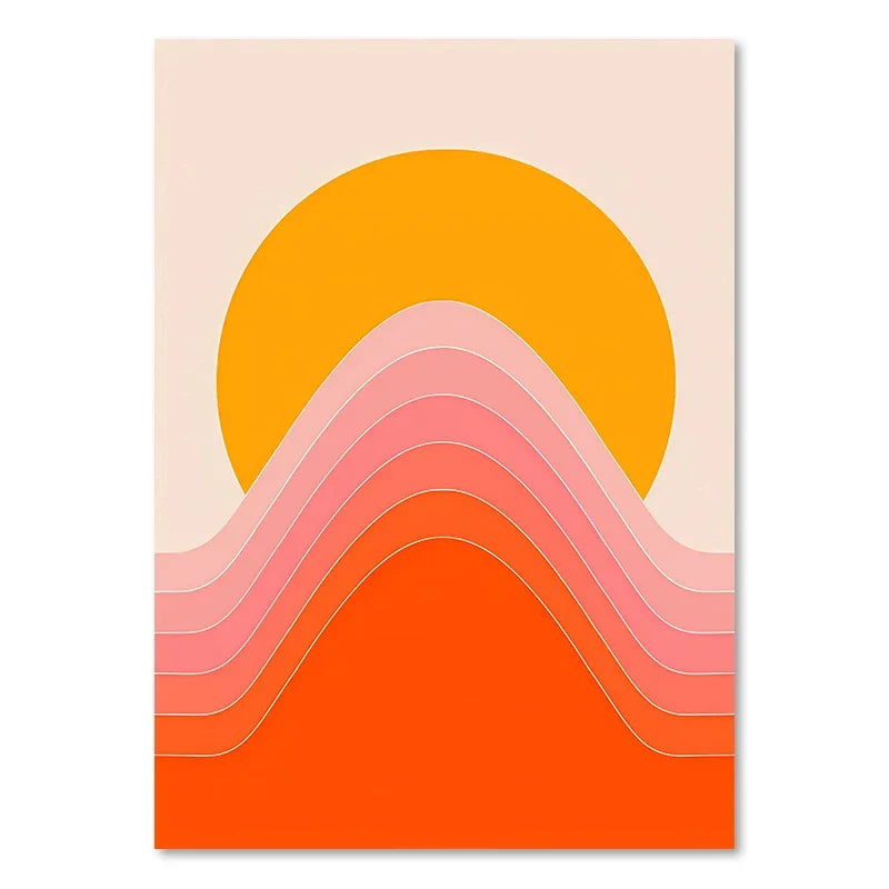 Retro sunset stripes art prints living room wall decor