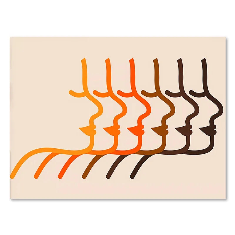Retro sunset stripes art prints living room wall decor