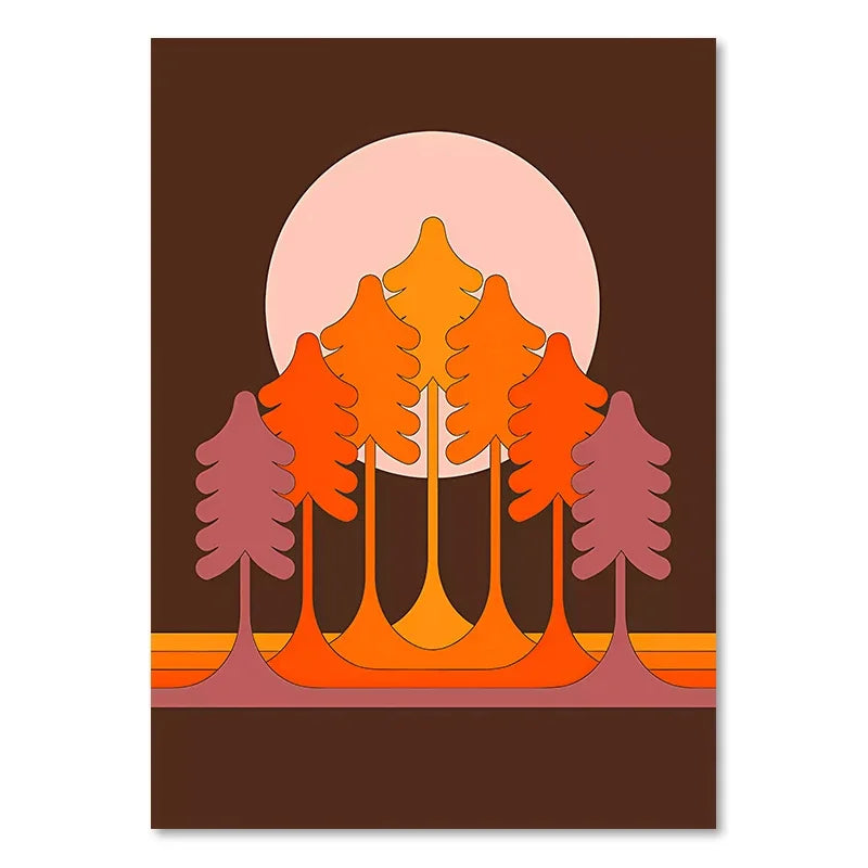 Retro sunset stripes art prints living room wall decor