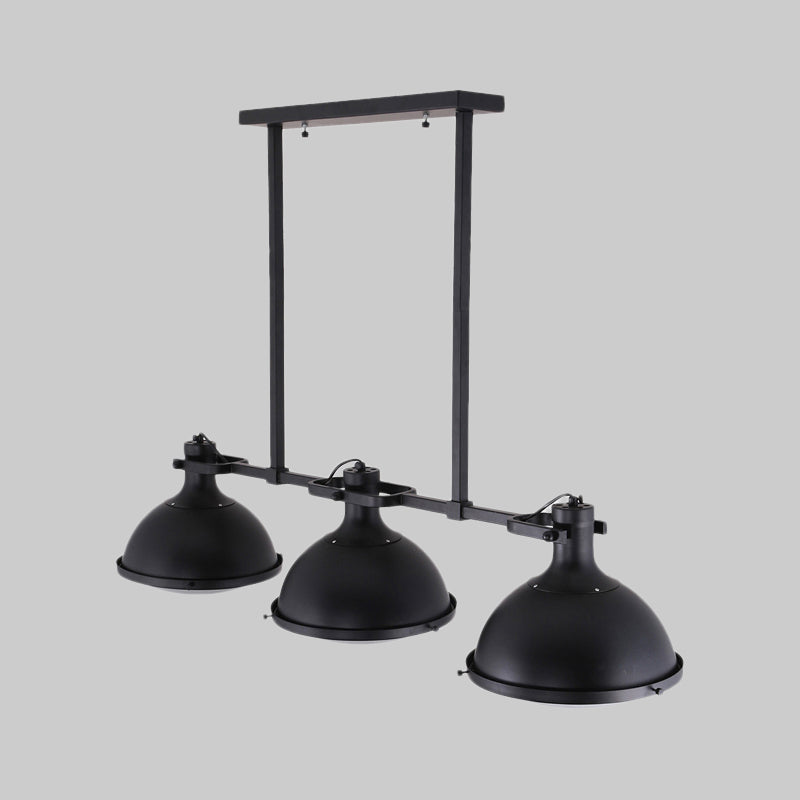 DecorBites™ Symmetrical Island Pendant Light - Loft Style Metal Ceiling Lamp with Dome Shade - 3 Lights - Black/White