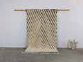 Traditional beni ouarain cream & black wool rug living room