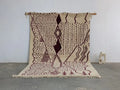 Traditional beige & burgundy beni ouarain rug bedroom wool decor