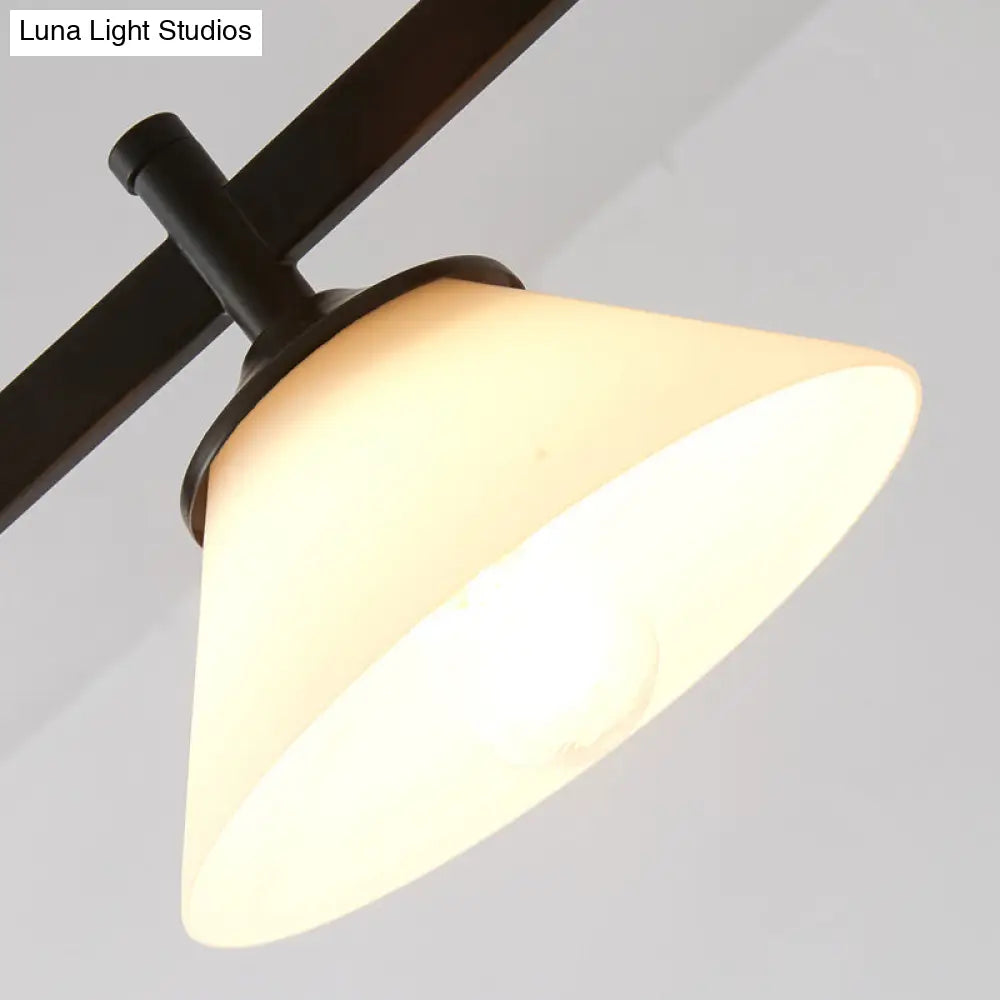 DecorBites™ Traditional Black Island Light Fixture with 3 Frosted Glass Cone Pendants