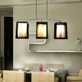 Modern chrome and black pendant light dining room rectangle shade
