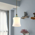 Traditional white glass & mint green bell pendant – dining room light