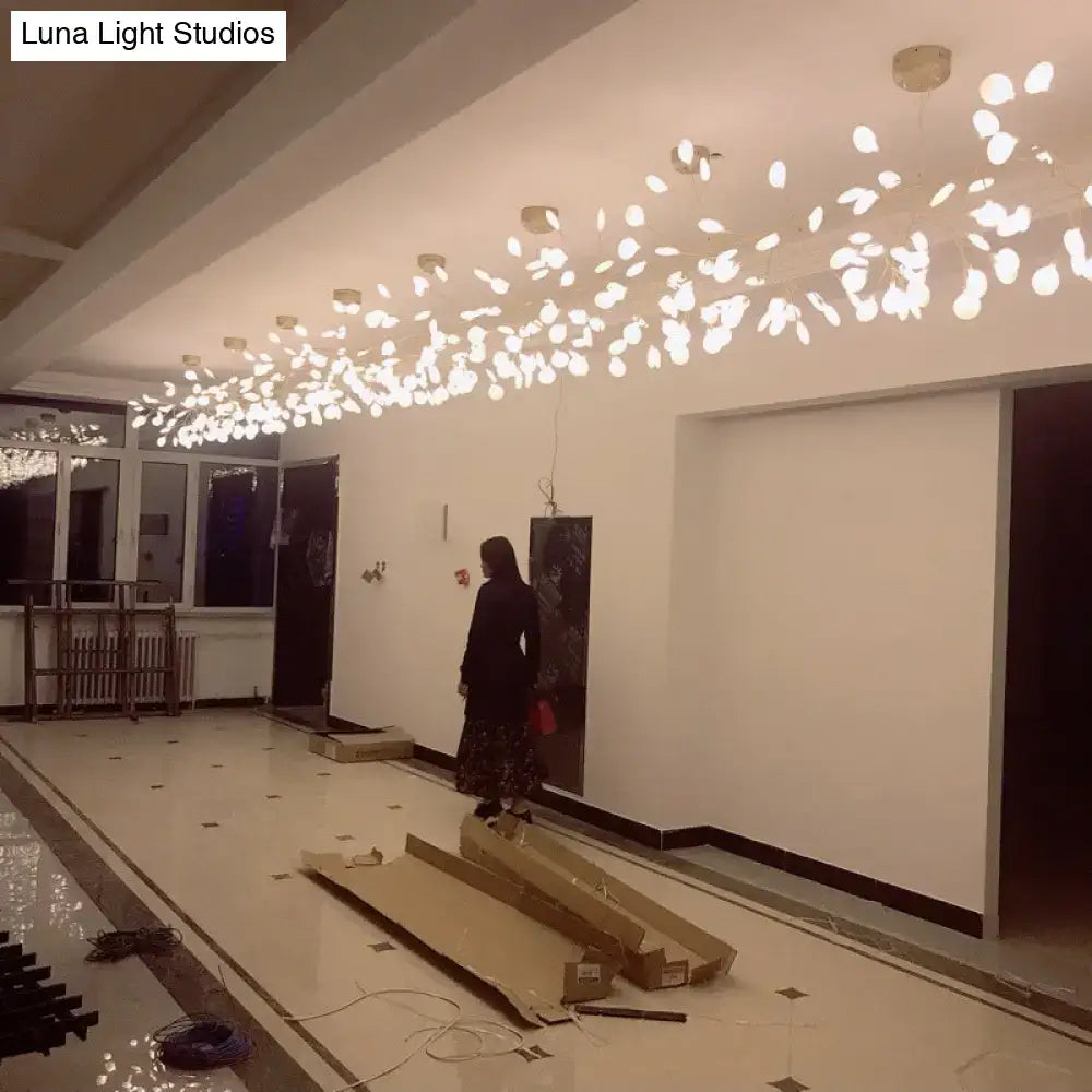 Modern gold linear firefly pendant lighting for living room