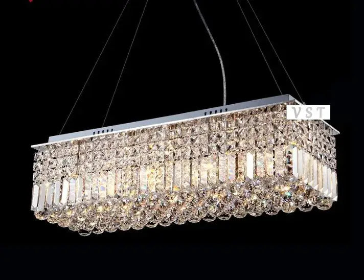 Modern rectangular crystal chandelier for dining room