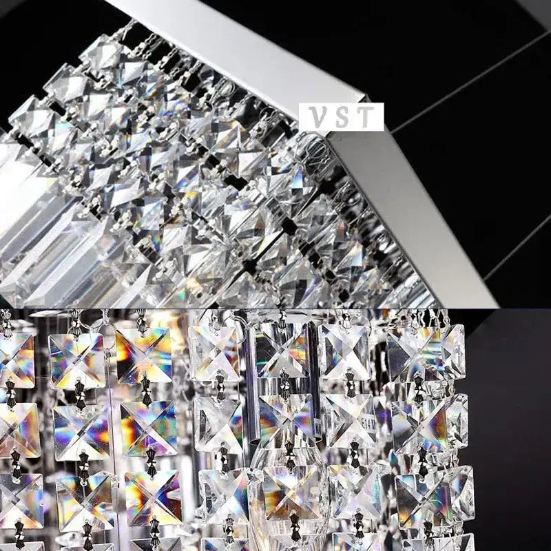 Modern rectangular crystal chandelier for dining room