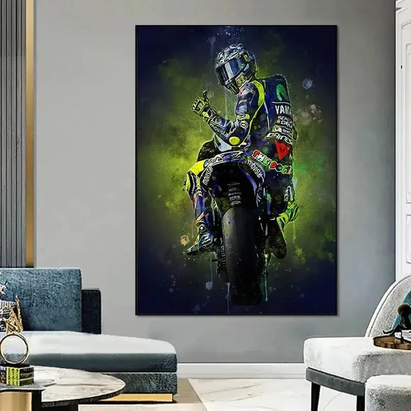 Watercolor motorcycle racing canvas wall art bedroom poster set