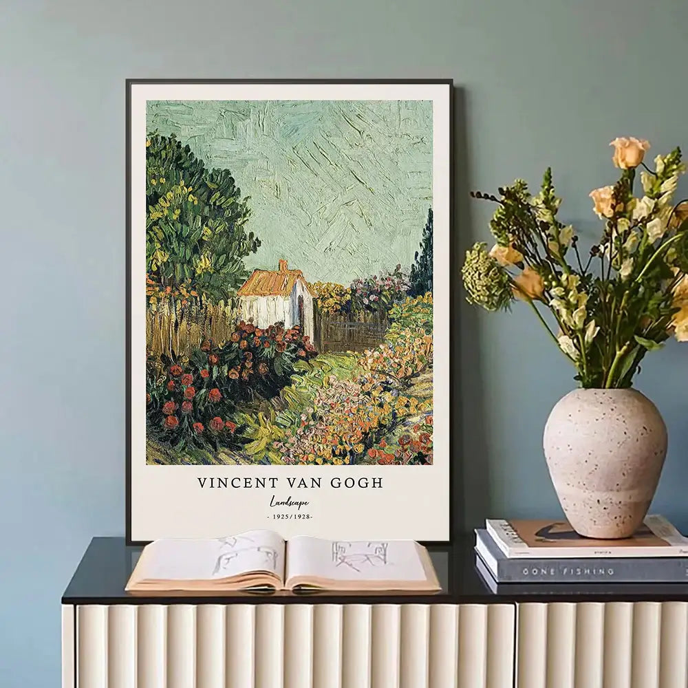 Vincent van gogh starry night framed canvas set living room wall art