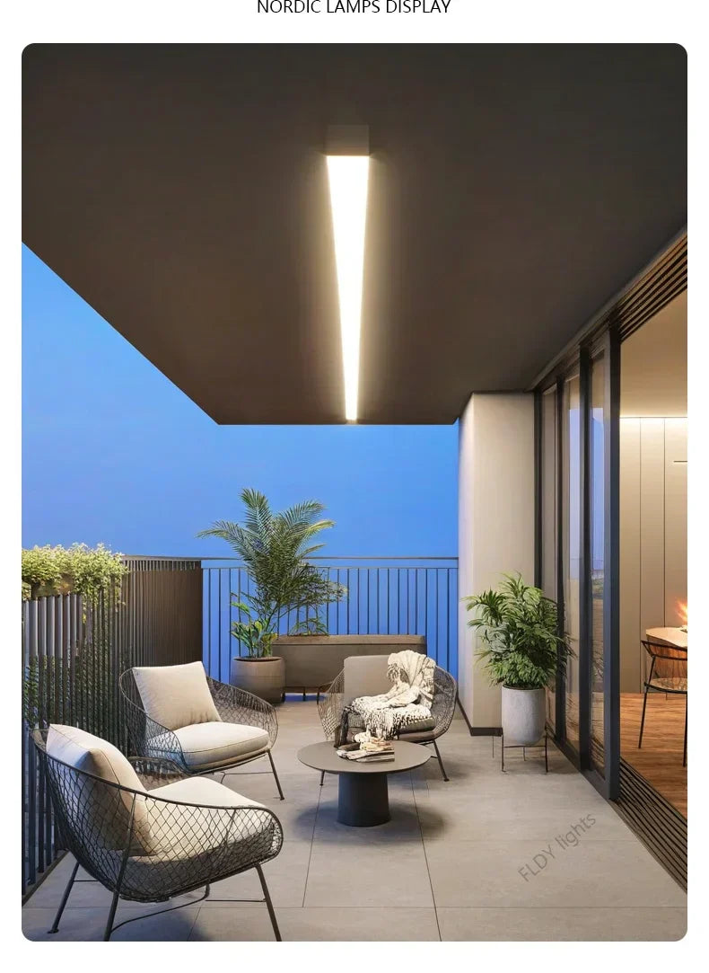 Modern minimalist black long strip led wall light outdoor sconce