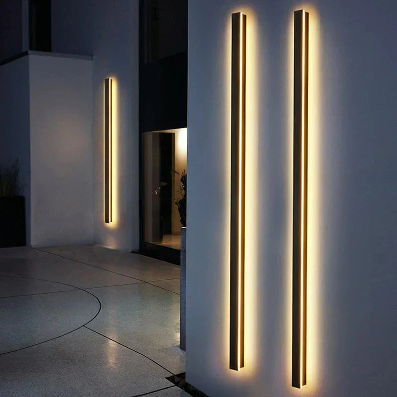 Modern minimalist black waterproof led long wall light outdoor sconce