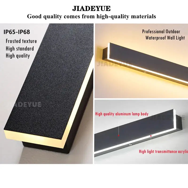 Modern minimalist black waterproof led long wall light outdoor sconce