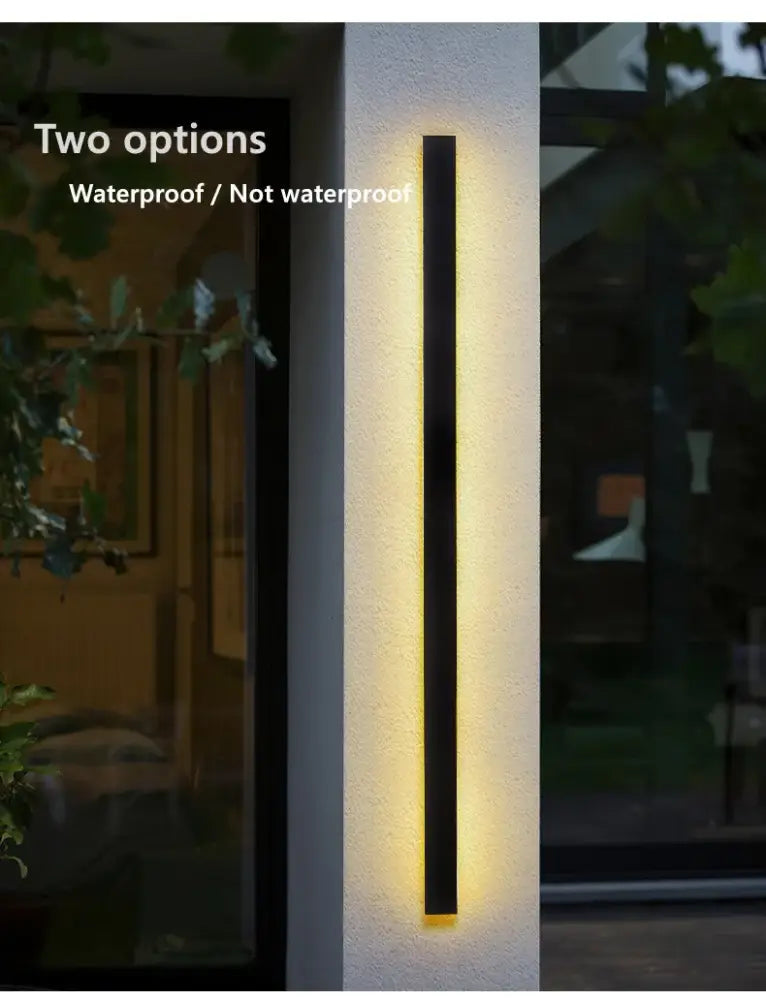 Modern minimalist black waterproof led long wall light outdoor sconce