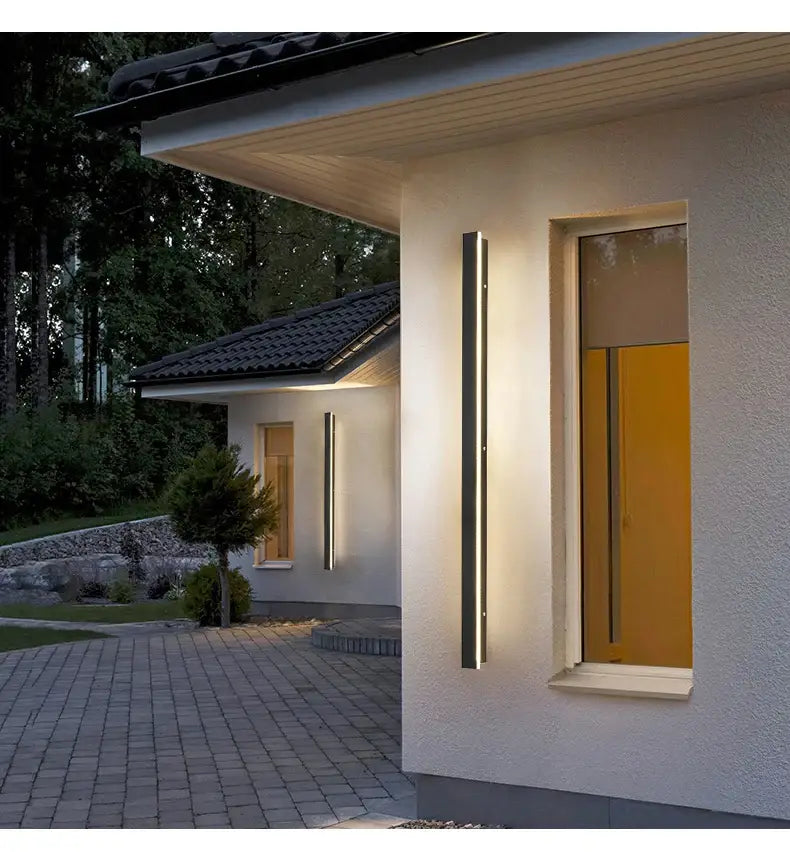 Modern minimalist black waterproof led long wall light outdoor sconce